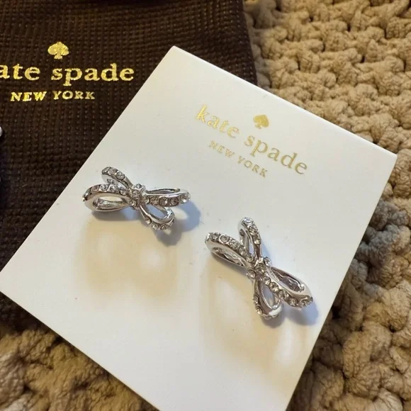 Kate Spade New York NWT Sparkling Bow Pendant Necklace And Earrings Set. - Picture 3 of 5